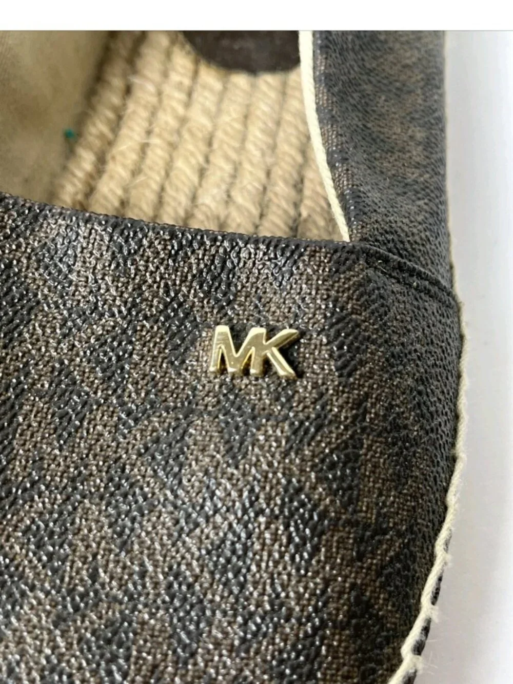 Michael Kors MK Logo Brown Espadrille Flats Size 8.5M